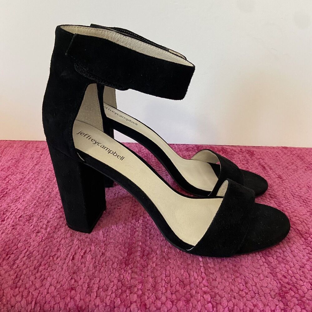 Jeffrey Campbell Lindsay Sandal Heels Black Suede Size 9.5 - Picture 3 of 14